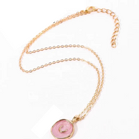 Chokore Chokore Pink Enamel Crescent Moon Necklace