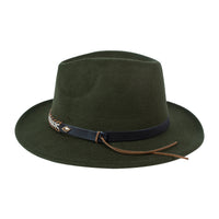 Chokore Chokore Fedora Hat with Braided PU Leather Belt (Forest Green)