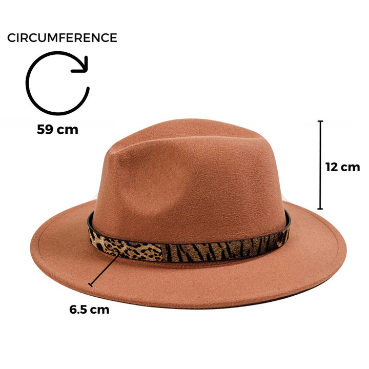 Chokore  Chokore Fedora Hat with Leopard Belt (Khaki) 