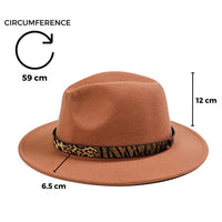 Chokore Chokore Fedora Hat with Leopard Belt (Khaki)