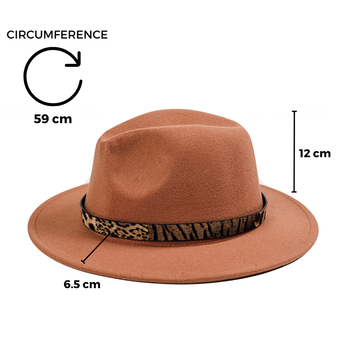 Chokore Chokore Fedora Hat with Leopard Belt (Beige) Chokore Fedora Hat with Leopard Belt (Beige) 