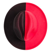 Chokore Chokore Half and Half Fedora Hat (Red & Black)