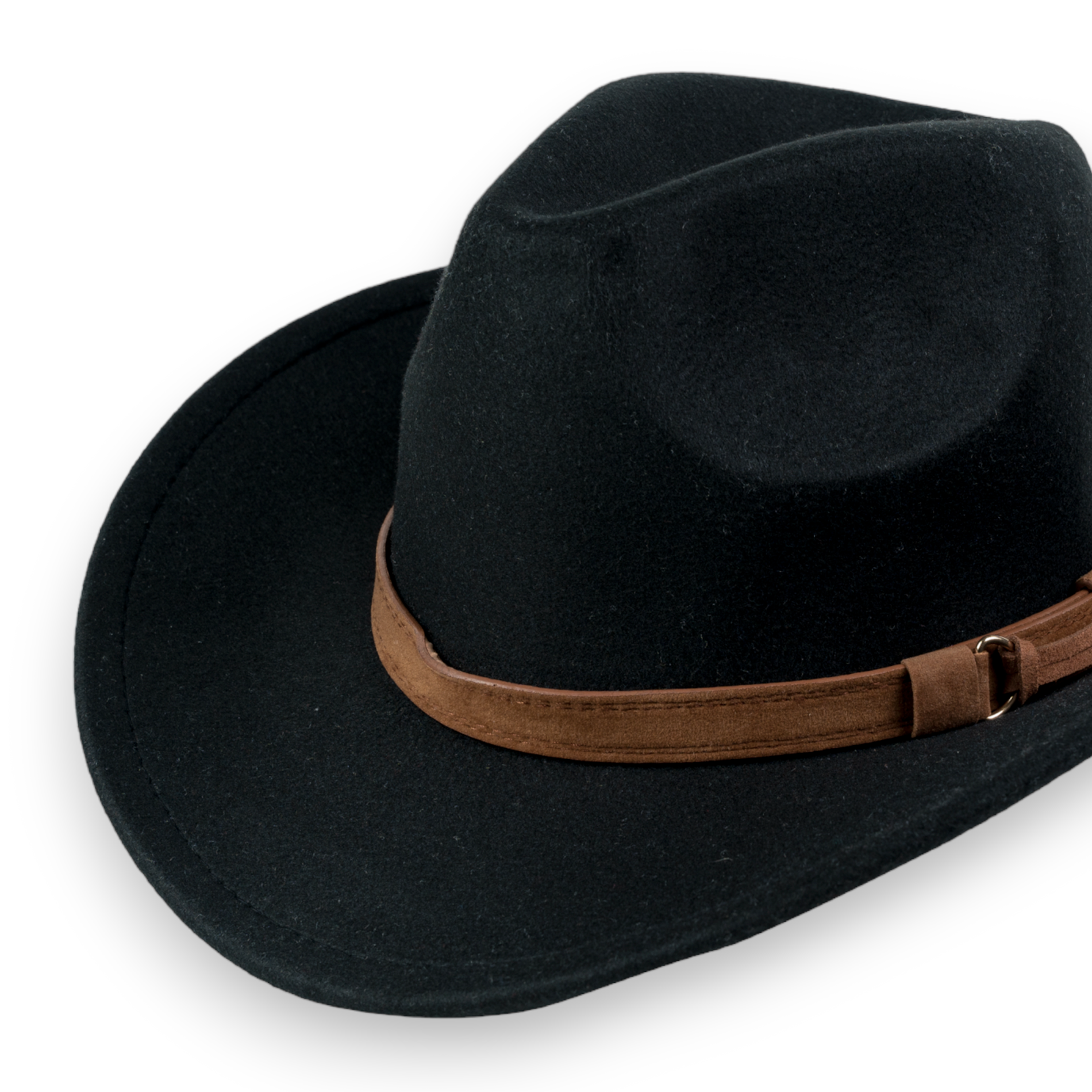 Chokore Chokore Pinched Cowboy Hat with PU Leather Belt (Black) Chokore Pinched Cowboy Hat with PU Leather Belt (Black) 