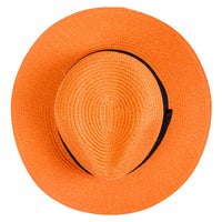 Chokore Chokore Straw Fedora Hat with Wide Brim (Orange)