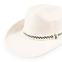 Chokore Chokore Rolled Brim Cowboy Hat with Ribbon (Beige)