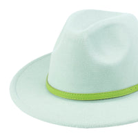 Chokore Chokore Fedora Hat with Green PU Leather Belt (Light Green)