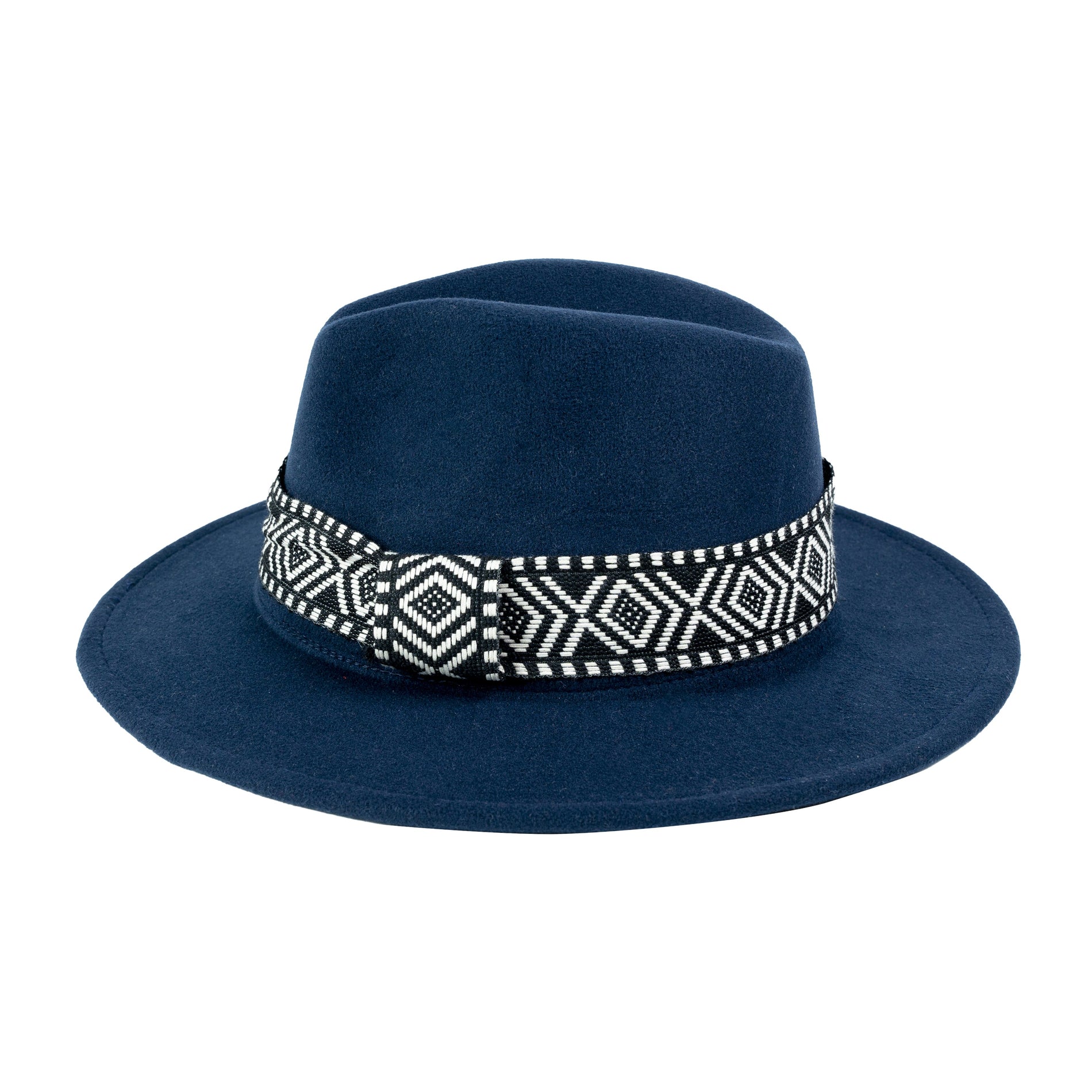 Chokore Chokore Fedora Hat with Zig-Zag Belt (Navy Blue) Chokore Fedora Hat with Zig-Zag Belt (Navy Blue) 