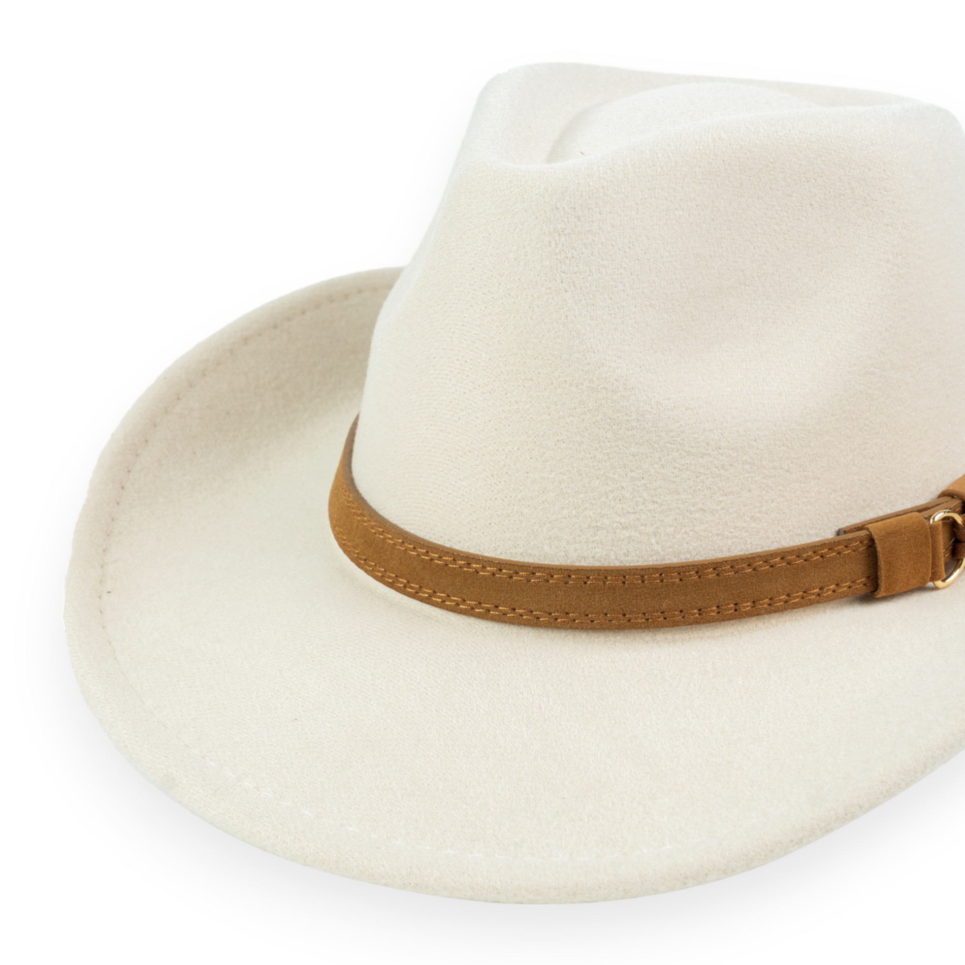 Chokore Chokore Pinched Cowboy Hat with PU Leather Belt (Off White) Chokore Pinched Cowboy Hat with PU Leather Belt (Off White) 