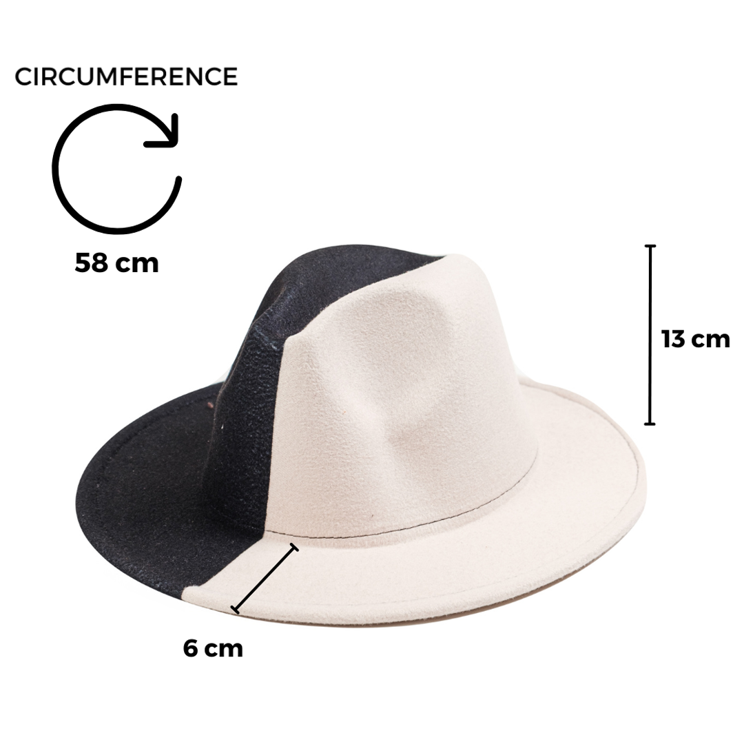 Chokore  Chokore Half and Half Fedora Hat (Black & White) 