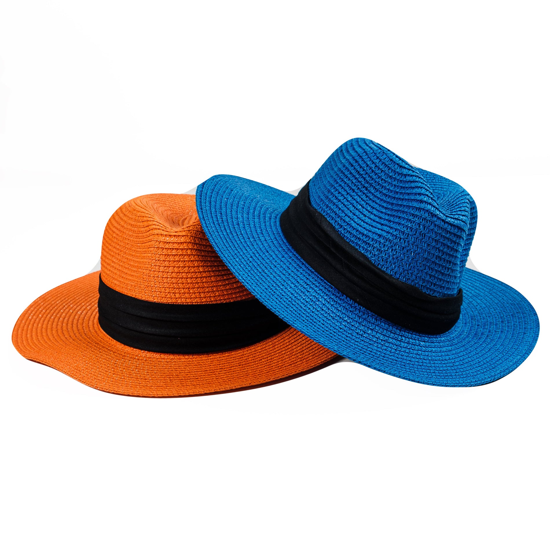 Chokore Chokore Straw Fedora Hat with Wide Brim (Blue) Chokore Straw Fedora Hat with Wide Brim (Blue) 