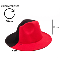 Chokore Chokore Half and Half Fedora Hat (Red & Black)