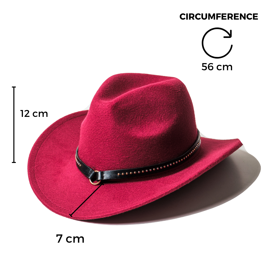 Chokore Chokore Cowboy Hat with Belt Band (Burgundy) Chokore Cowboy Hat with Belt Band (Burgundy) 