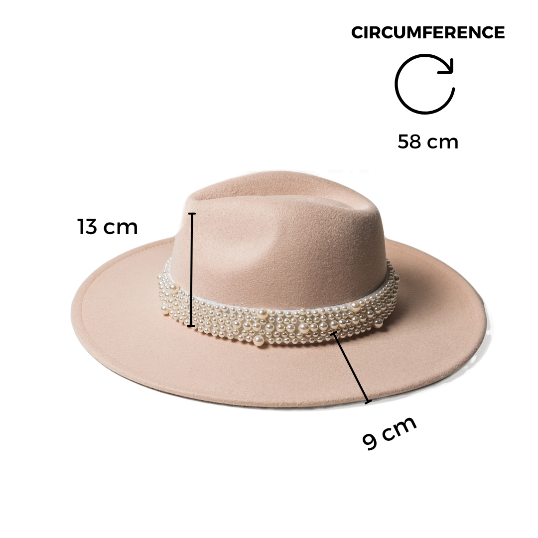 Chokore Chokore Pearl embellished Fedora Hat (Beige) Chokore Pearl embellished Fedora Hat (Beige) 