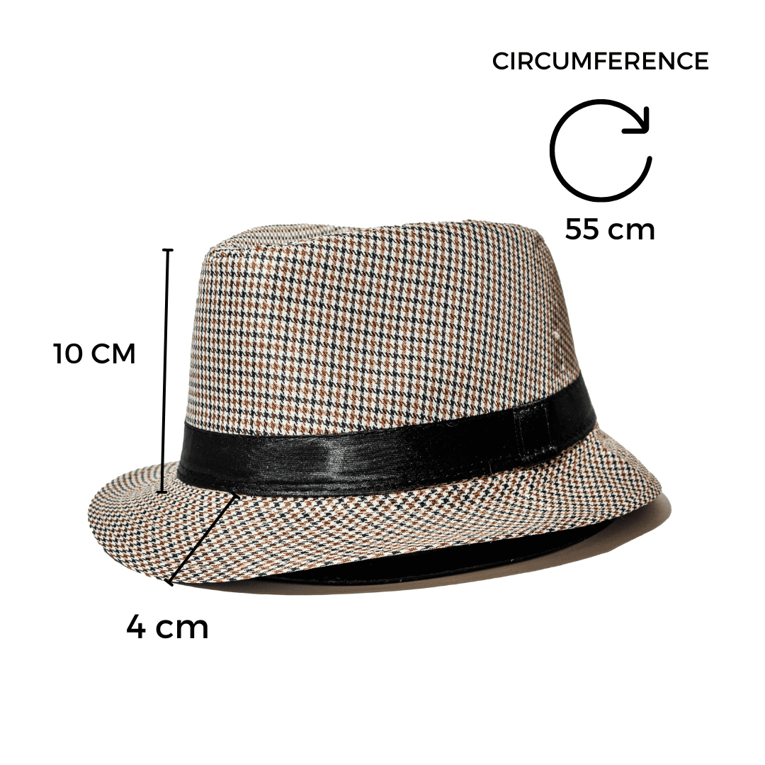 Chokore  Chokore Fedora Hat in Houndstooth Pattern (Light Grey) 