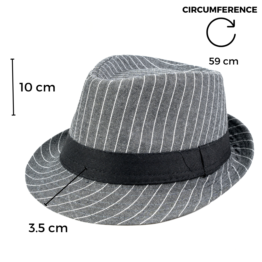 Chokore Chokore Classic Striped Fedora Hat (Dark Gray) Chokore Classic Striped Fedora Hat (Dark Gray) 