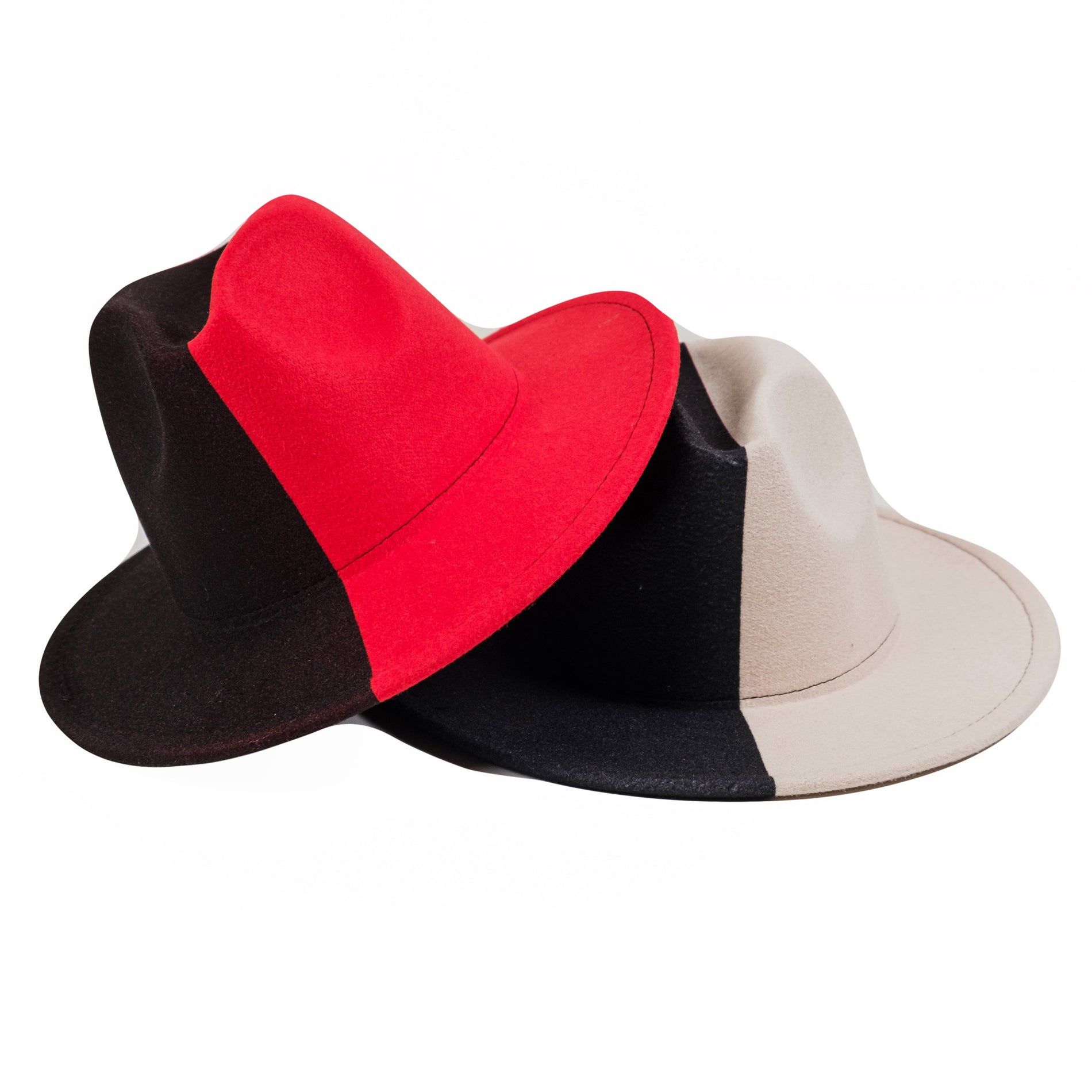 Chokore Chokore Half and Half Fedora Hat (Red & Black) Chokore Half and Half Fedora Hat (Red & Black) 