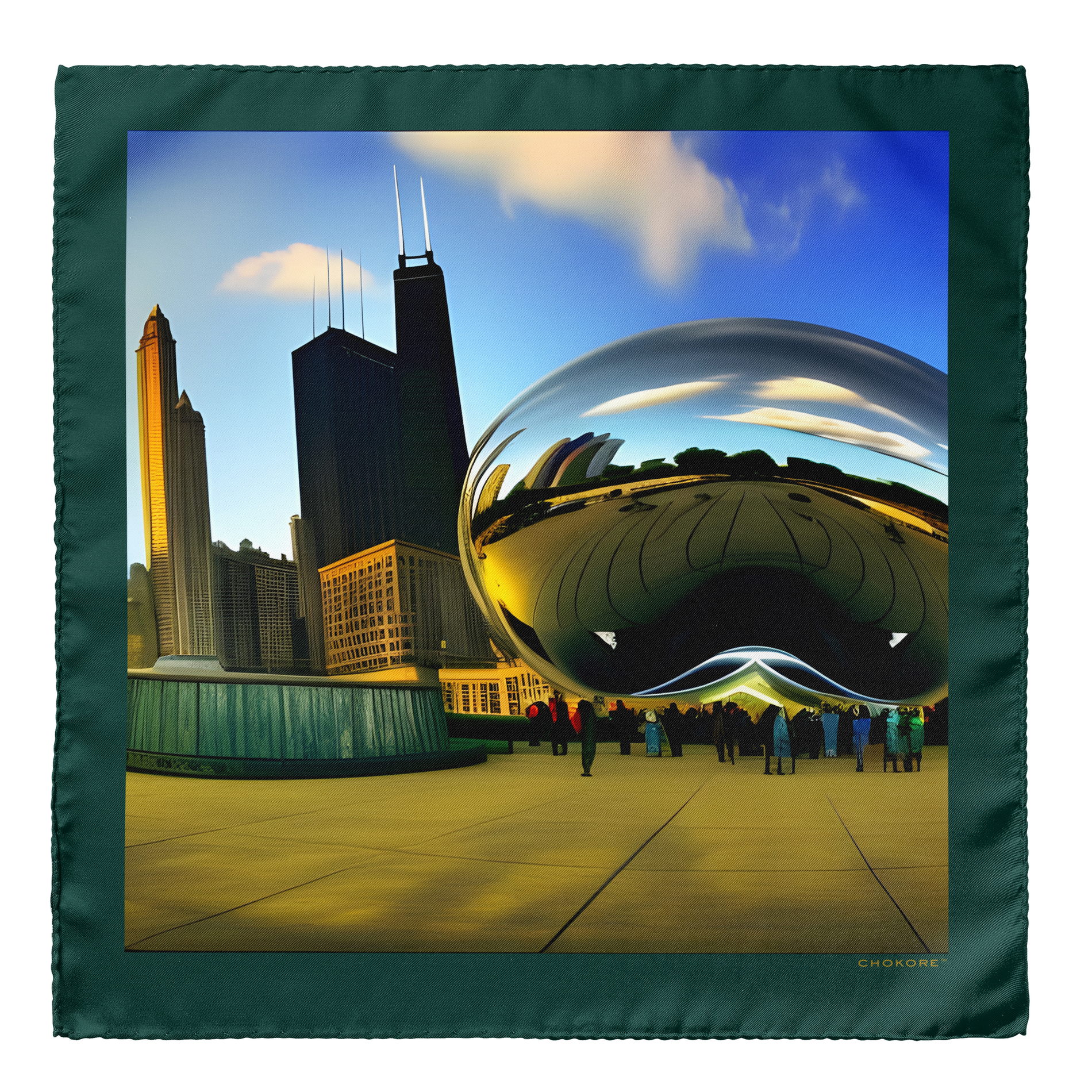 Chokore  Chicago Cloud Gate Pocket Square - Chokore Arte 