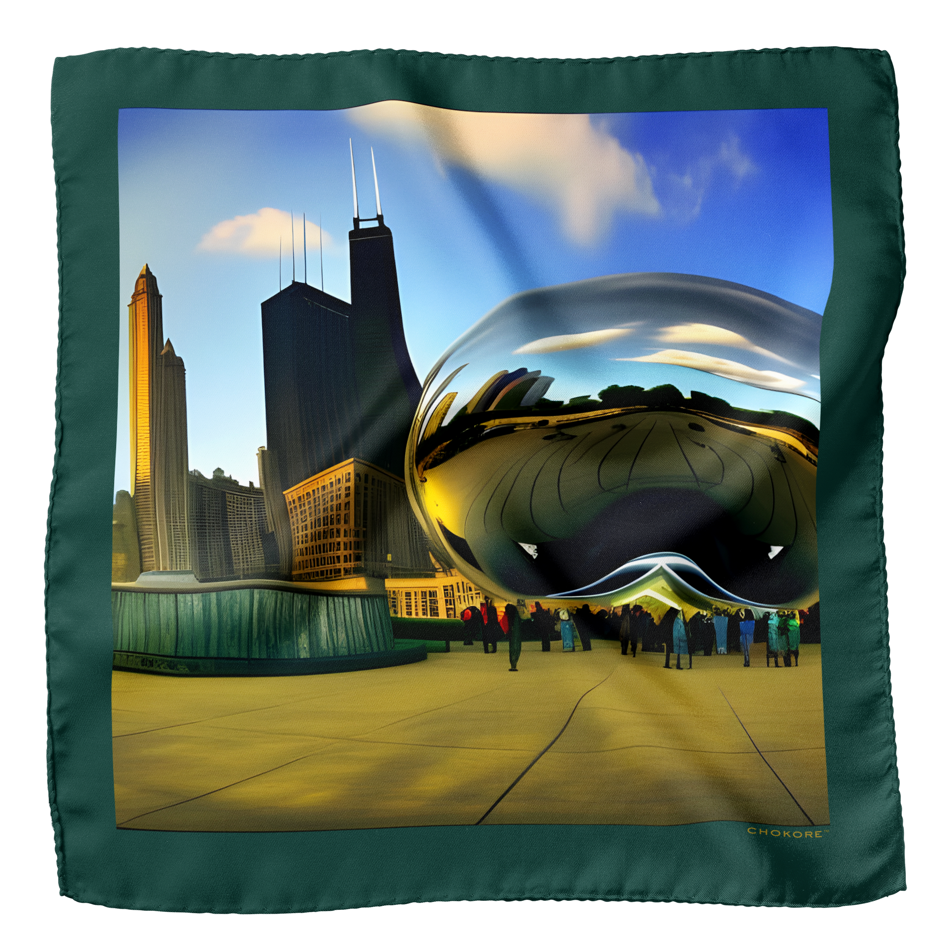 Chokore Chicago Cloud Gate Pocket Square - Chokore Arte Chicago Cloud Gate Pocket Square - Chokore Arte 