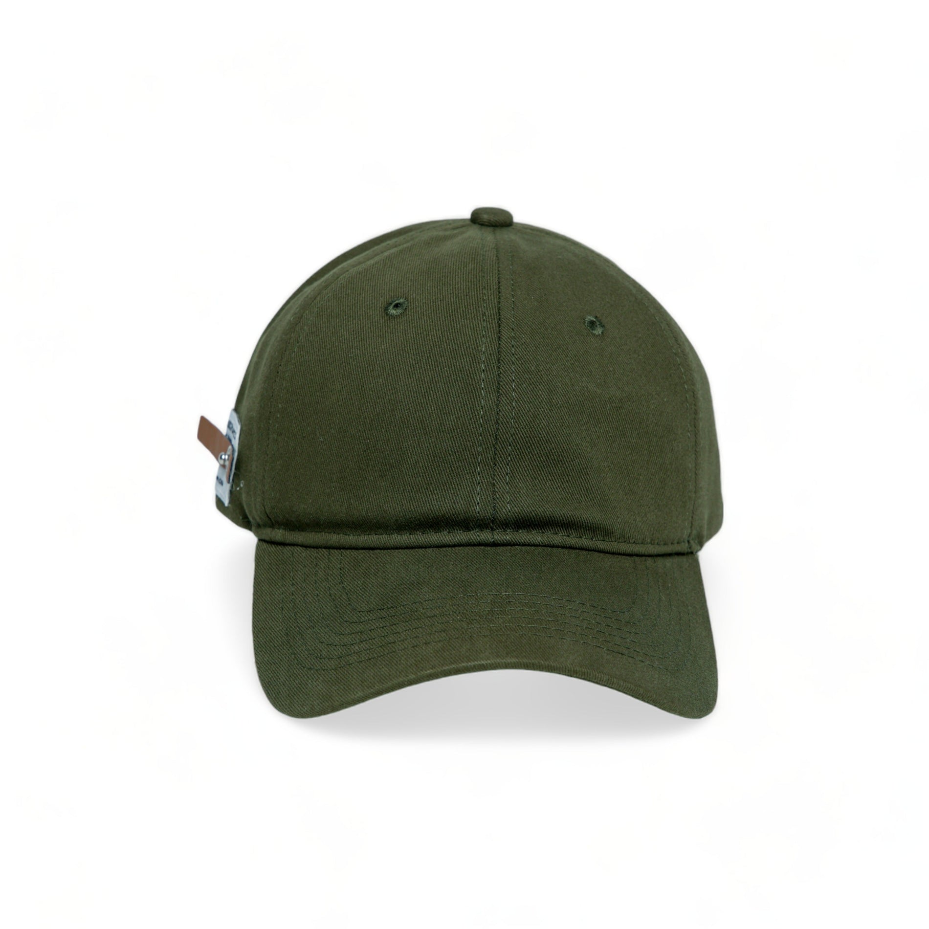 Chokore  Chokore Curved Brim Leather Label Baseball Cap (Army Green) 