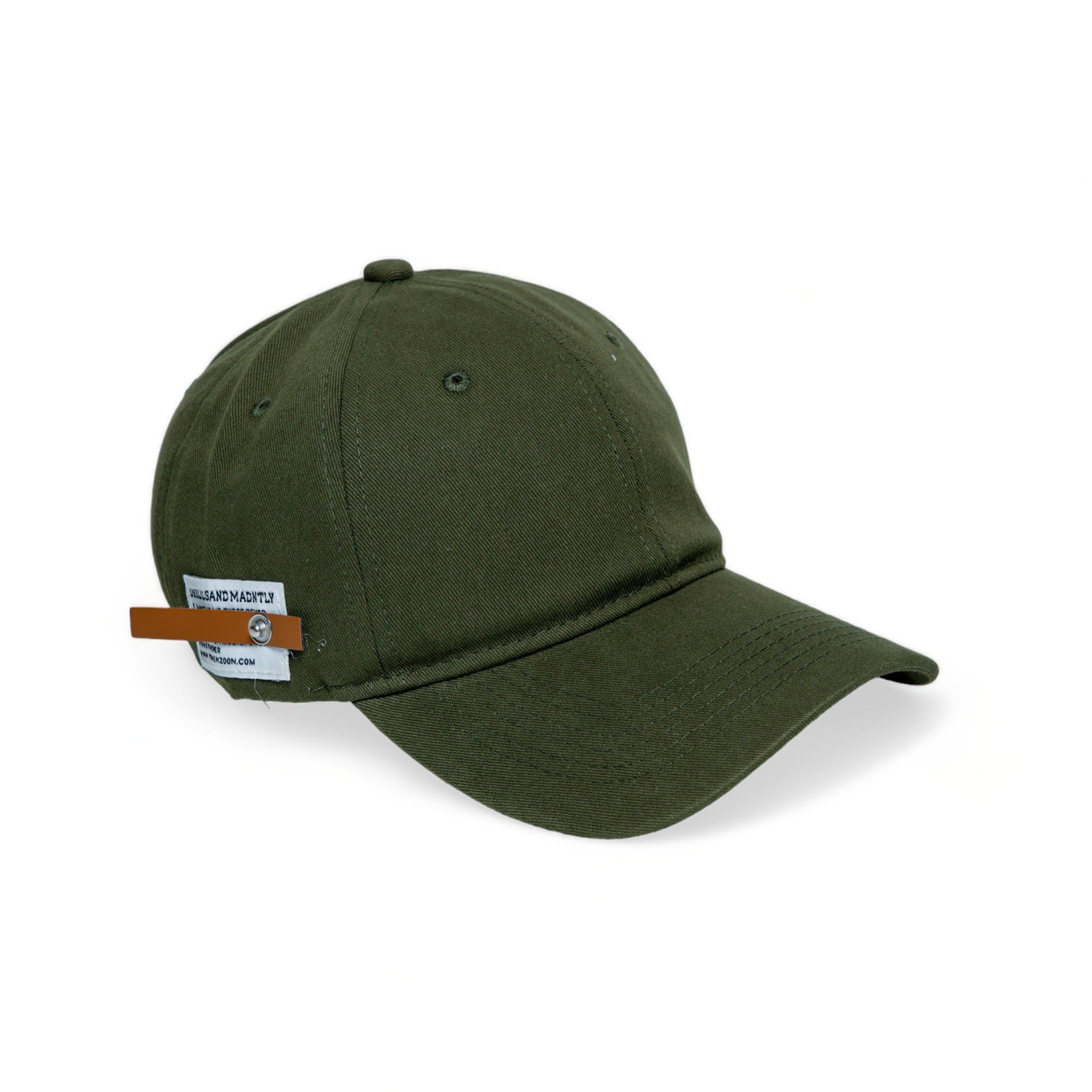 Chokore Chokore Curved Brim Leather Label Baseball Cap (Army Green) Chokore Curved Brim Leather Label Baseball Cap (Army Green) 