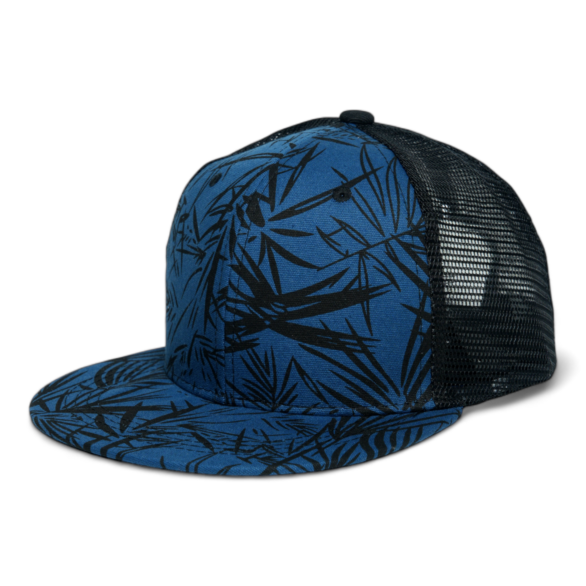 Chokore Chokore Printed Flat Brim Baseball Cap with Mesh Detailing (Blue) Chokore Printed Flat Brim Baseball Cap with Mesh Detailing (Blue) 