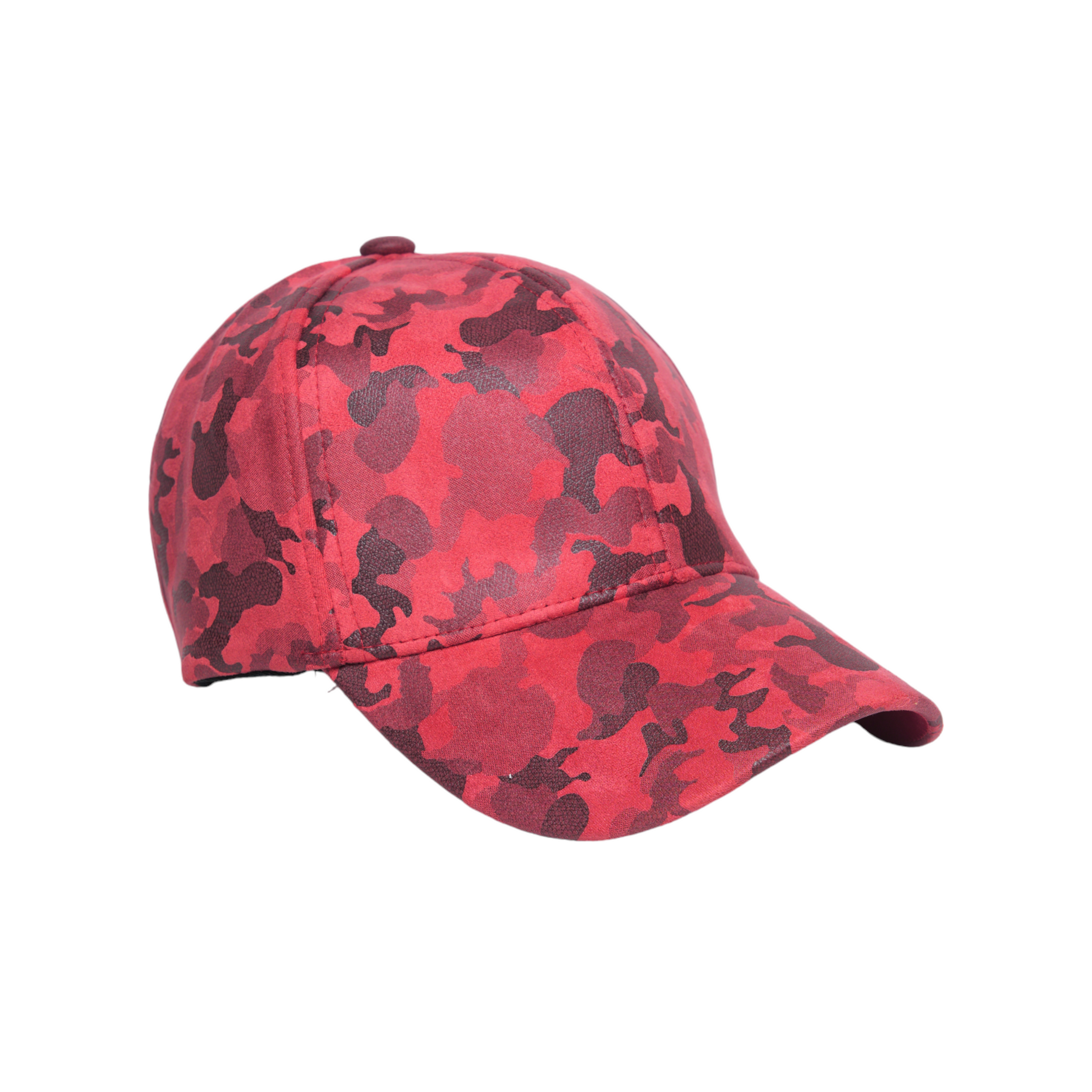 Chokore Suede Camouflage Curved Brim Baseball Cap (Red)
