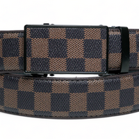 Chokore Chokore Casual Checkered Leather Belt (Brown)