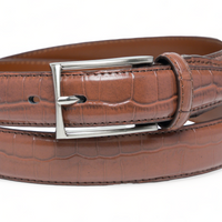 Chokore Chokore Crocodile Pattern Formal Pure Leather Belt (Brown)