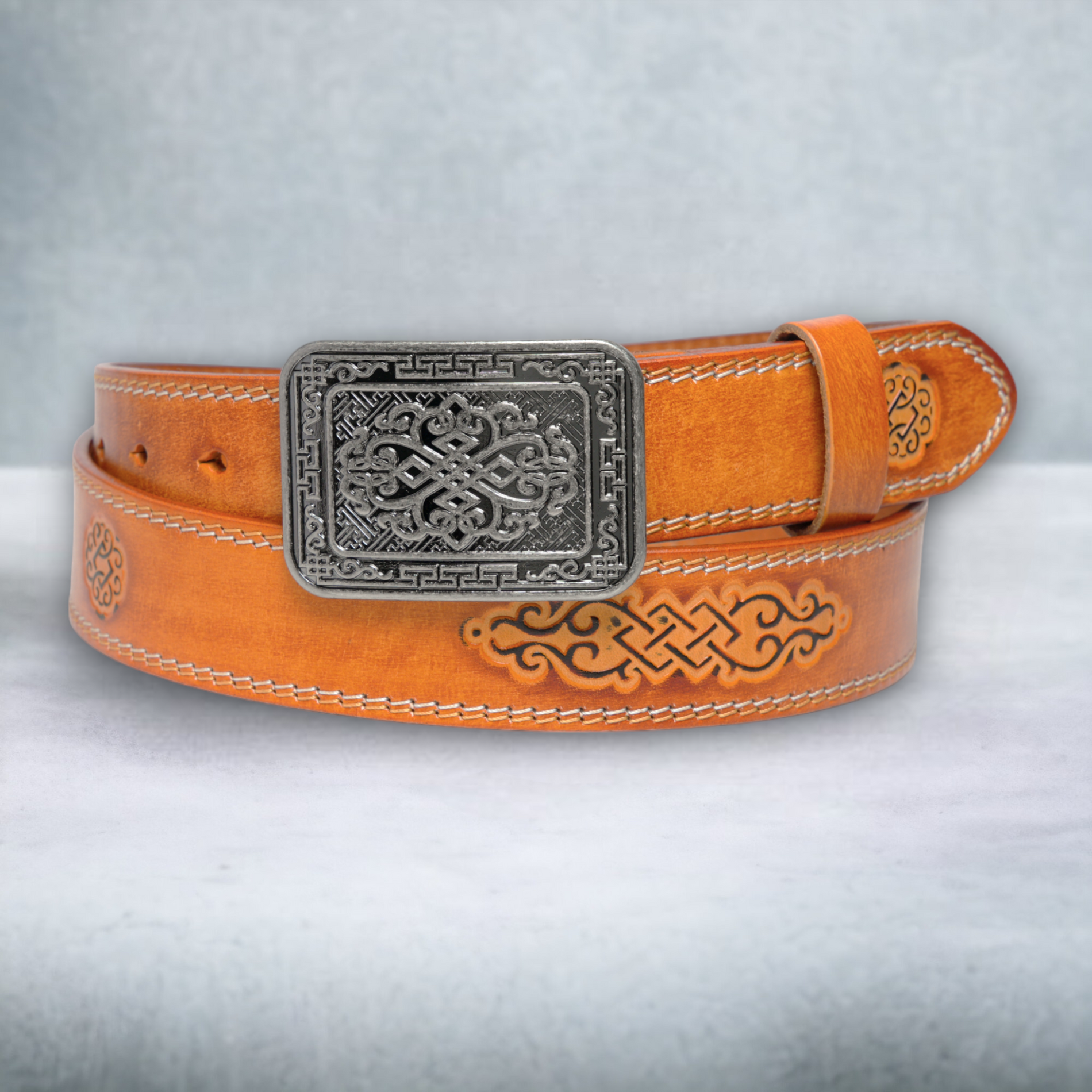 Chokore Chokore Embossed Pure Leather Belt with Stitching Details (Camel) Chokore Embossed Pure Leather Belt with Stitching Details (Camel) 