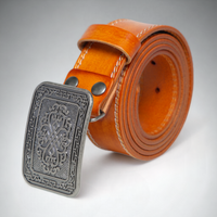 Chokore Chokore Embossed Pure Leather Belt with Stitching Details (Camel)