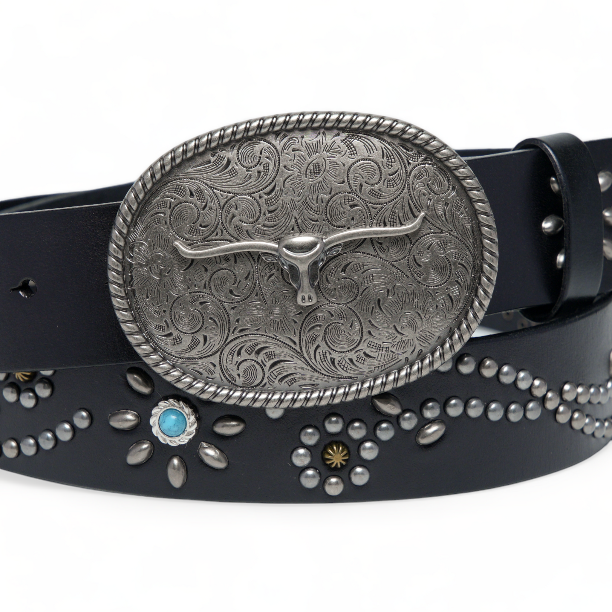 Chokore Western Bull Buckle Pure Leather Belt (Black)