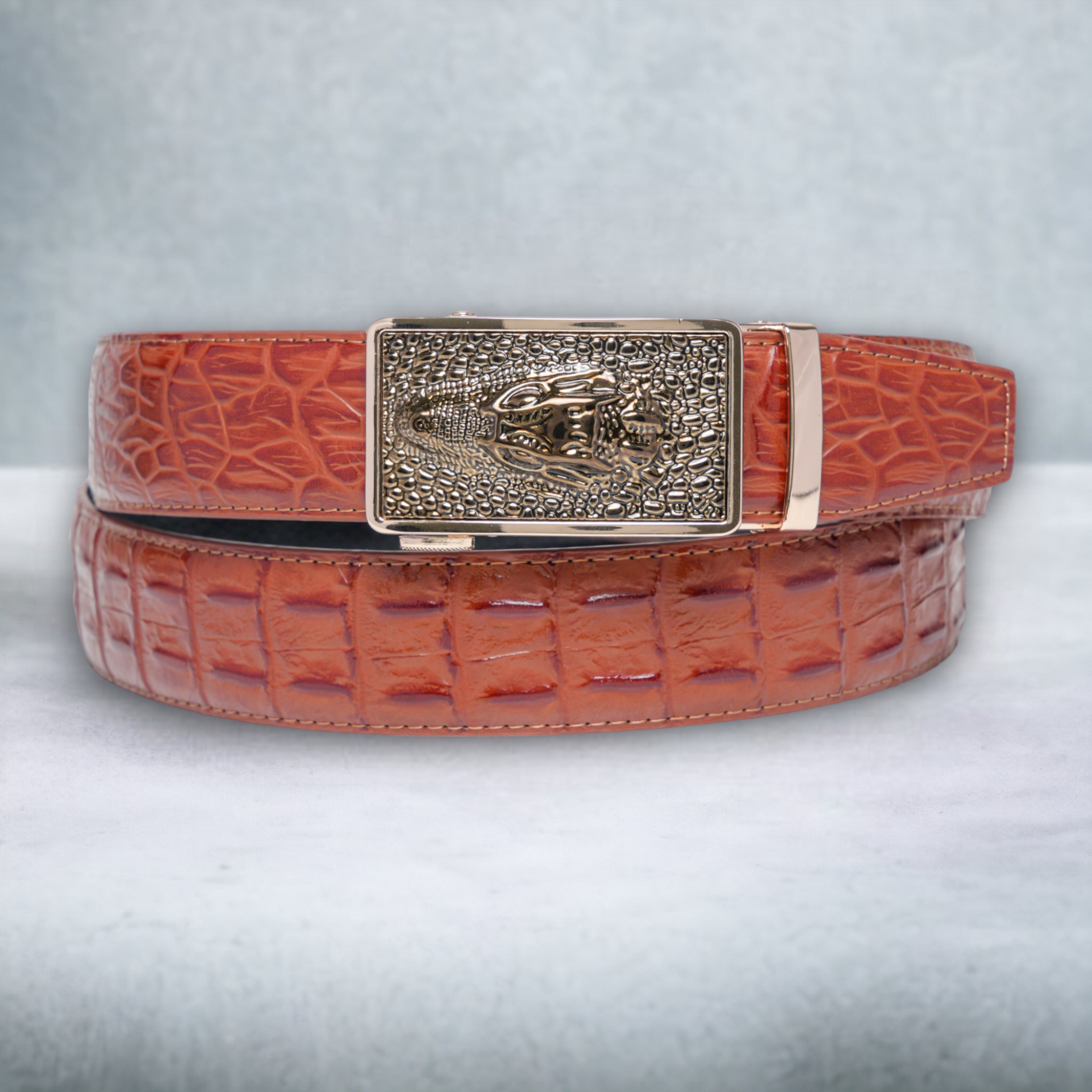 Chokore  Chokore Alligator Buckle Pure Leather Belt (Brown) 