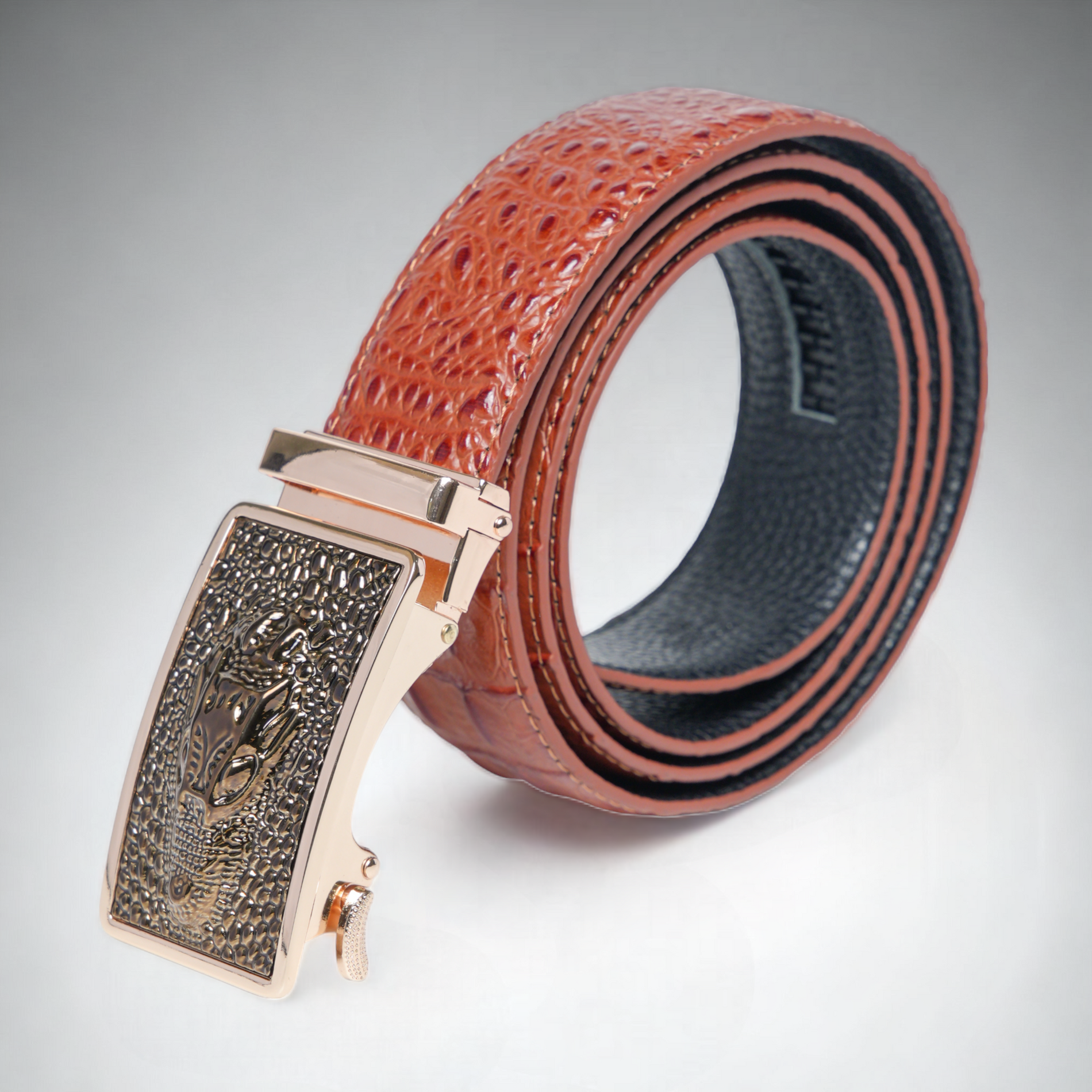 Chokore  Chokore Alligator Buckle Pure Leather Belt (Brown) 