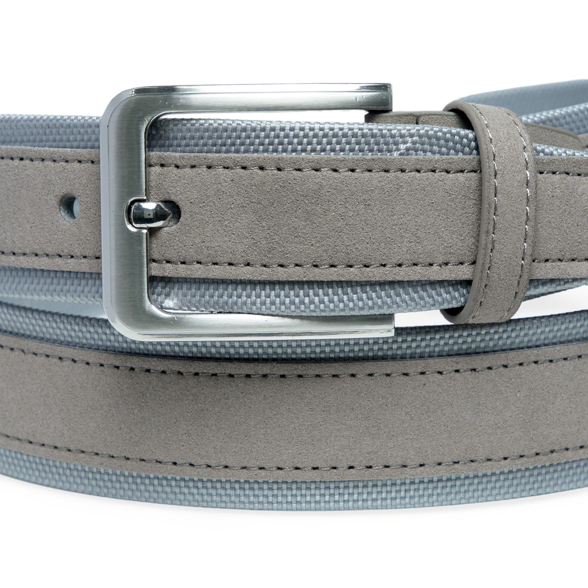 Chokore Chokore Suede Leather Belt with Canvas Detailing (Gray) Chokore Suede Leather Belt with Canvas Detailing (Gray) 