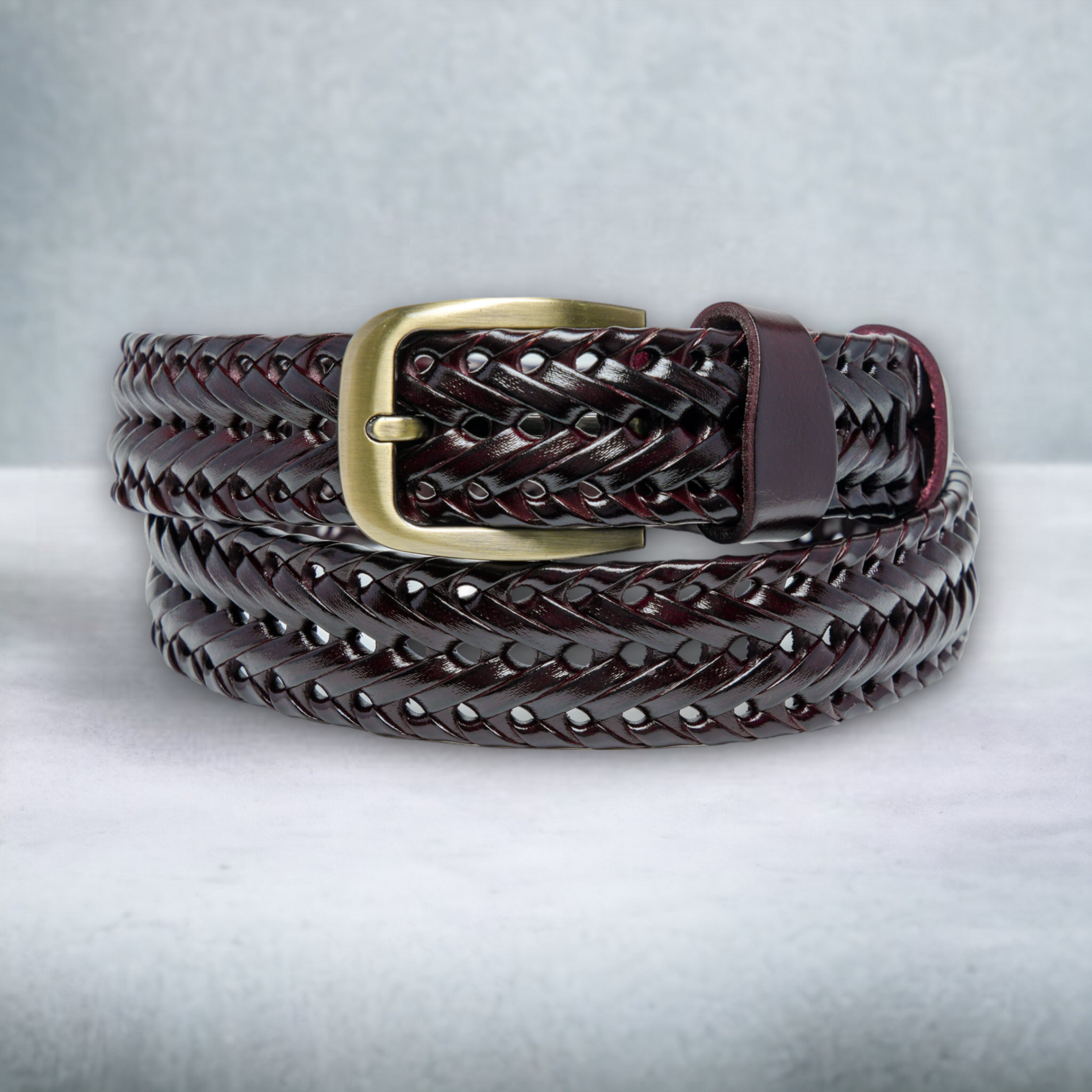 Chokore  Chokore Unisex Braided Genuine Leather Belt (Maroon) 