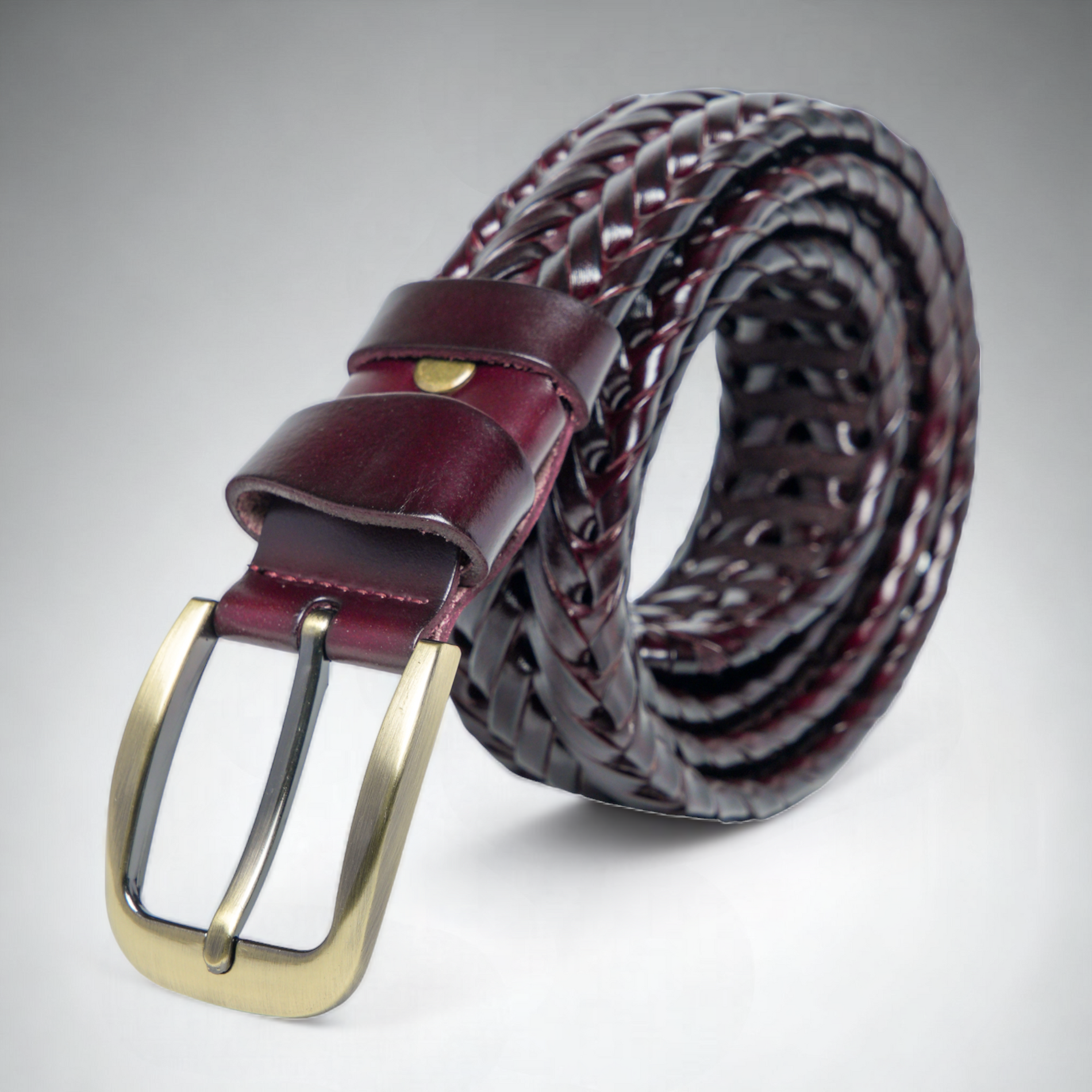 Chokore  Chokore Unisex Braided Genuine Leather Belt (Maroon) 