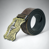 Chokore Chokore Bull Head Buckle Retro Leather Belt (Brown)