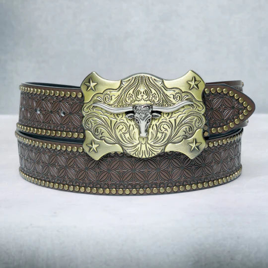 Chokore Chokore Bull Head Buckle Retro Leather Belt (Brown) Chokore Bull Head Buckle Retro Leather Belt (Brown) 