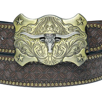 Chokore Chokore Bull Head Buckle Retro Leather Belt (Brown)