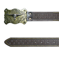 Chokore Chokore Bull Head Buckle Retro Leather Belt (Brown)