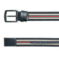 Chokore Chokore Adjustable Stripe Canvas Design Leather Belt (Black)