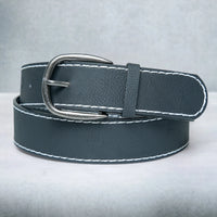 Chokore Chokore White Stitching Design Leather Belt (Black)