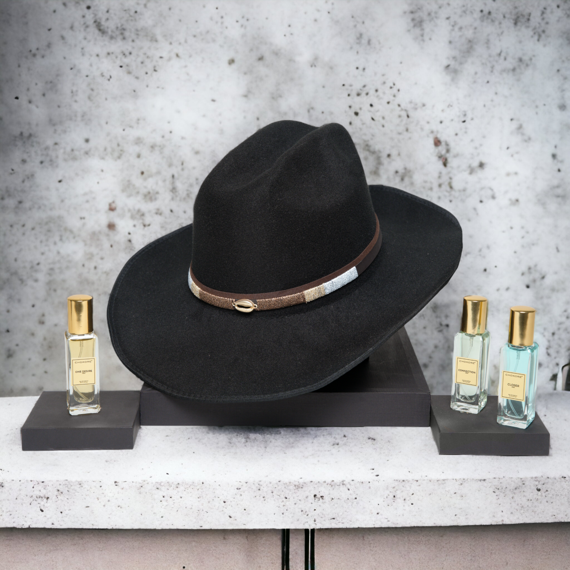 Chokore Special 2-in-1 Gift Set for Him (Cowboy Hat - Black, & Perfumes Combo)