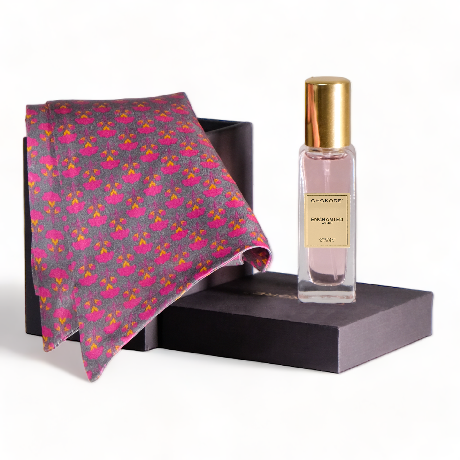 Chokore  Chokore Special 2-in-1 Gift Set for Her(Pink and Purple Silk Scarf & 20 ml Enchanted Perfume) 