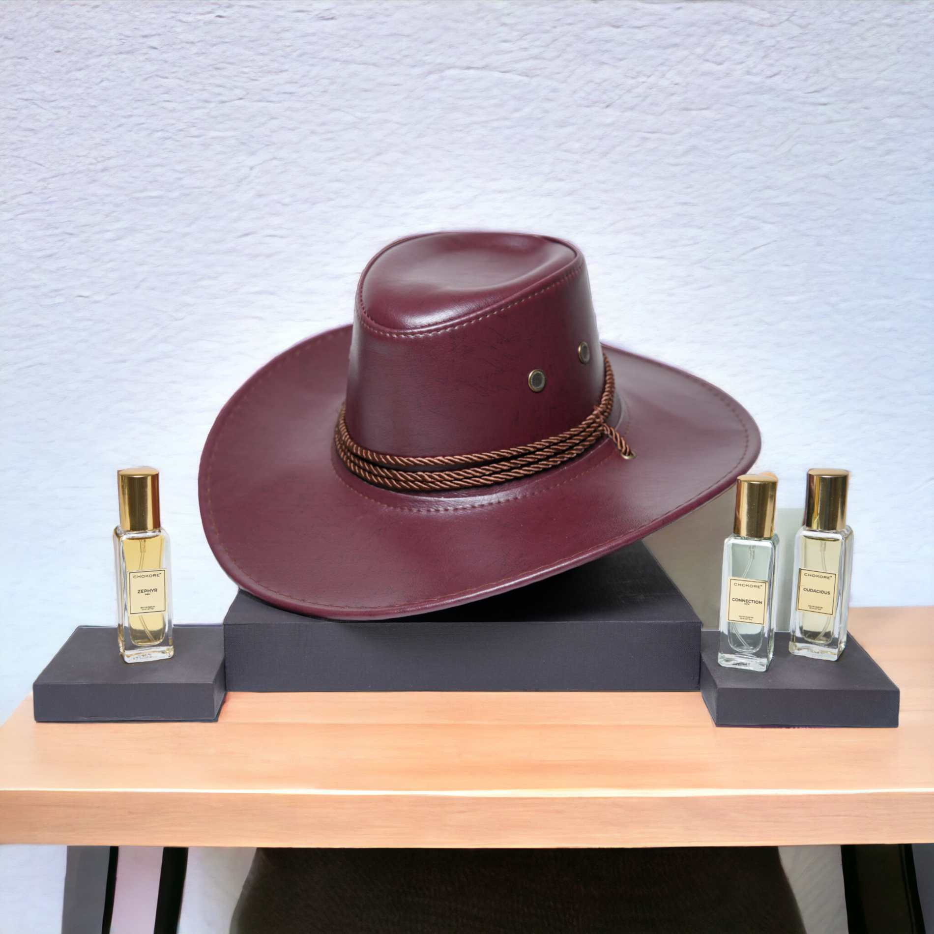 Chokore  Chokore Special 2-in-1 Gift Set for Him (Leather Cowboy Hat, & Perfumes Combo) 