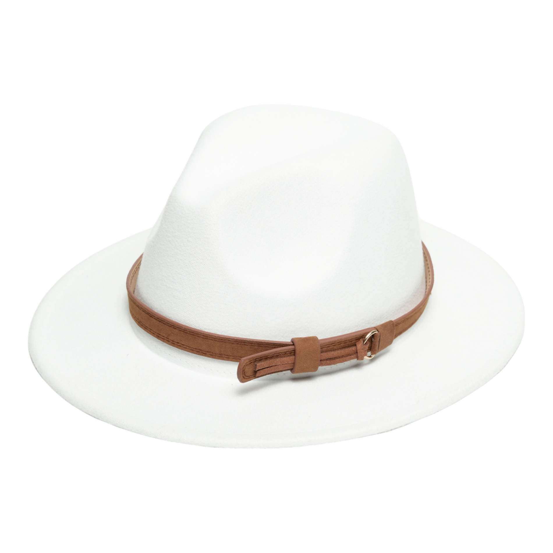 Chokore Chokore Fedora Hat with Vegan Leather Belt (White) Chokore Fedora Hat with Vegan Leather Belt (White) 