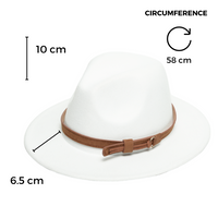 Chokore Chokore Fedora Hat with Vegan Leather Belt (White)