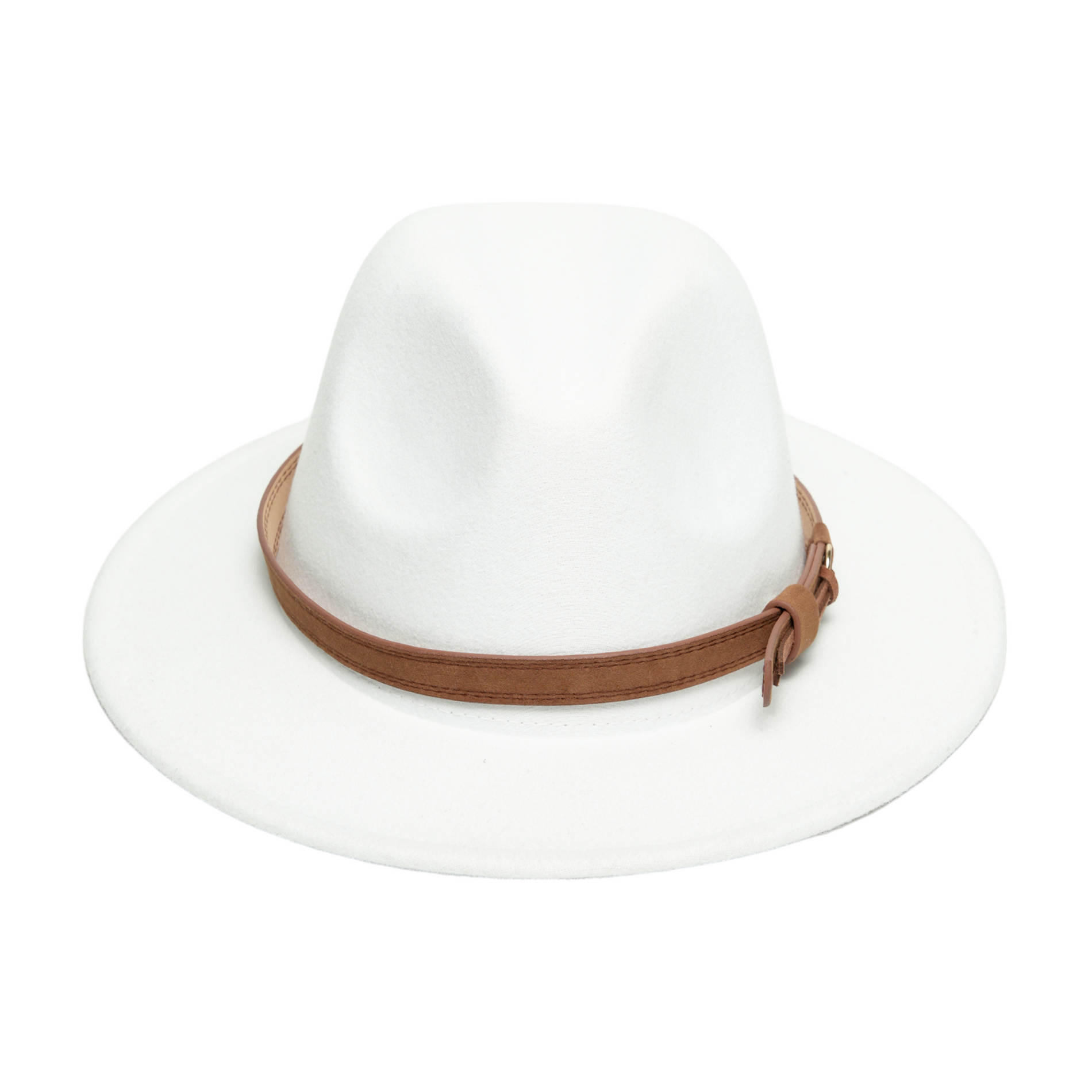 Chokore Chokore Fedora Hat with Vegan Leather Belt (White) Chokore Fedora Hat with Vegan Leather Belt (White) 