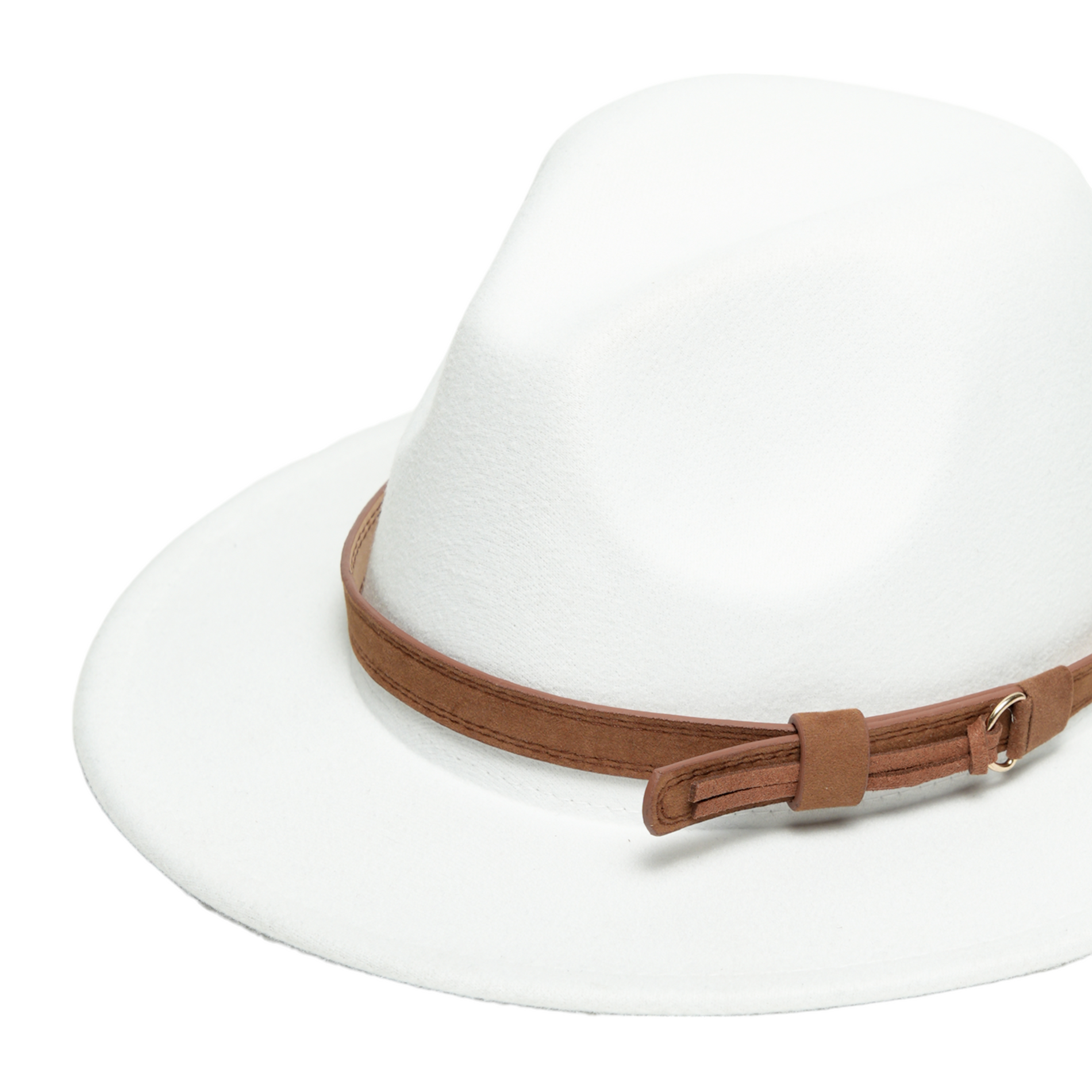 Chokore Chokore Fedora Hat with Vegan Leather Belt (White) Chokore Fedora Hat with Vegan Leather Belt (White) 