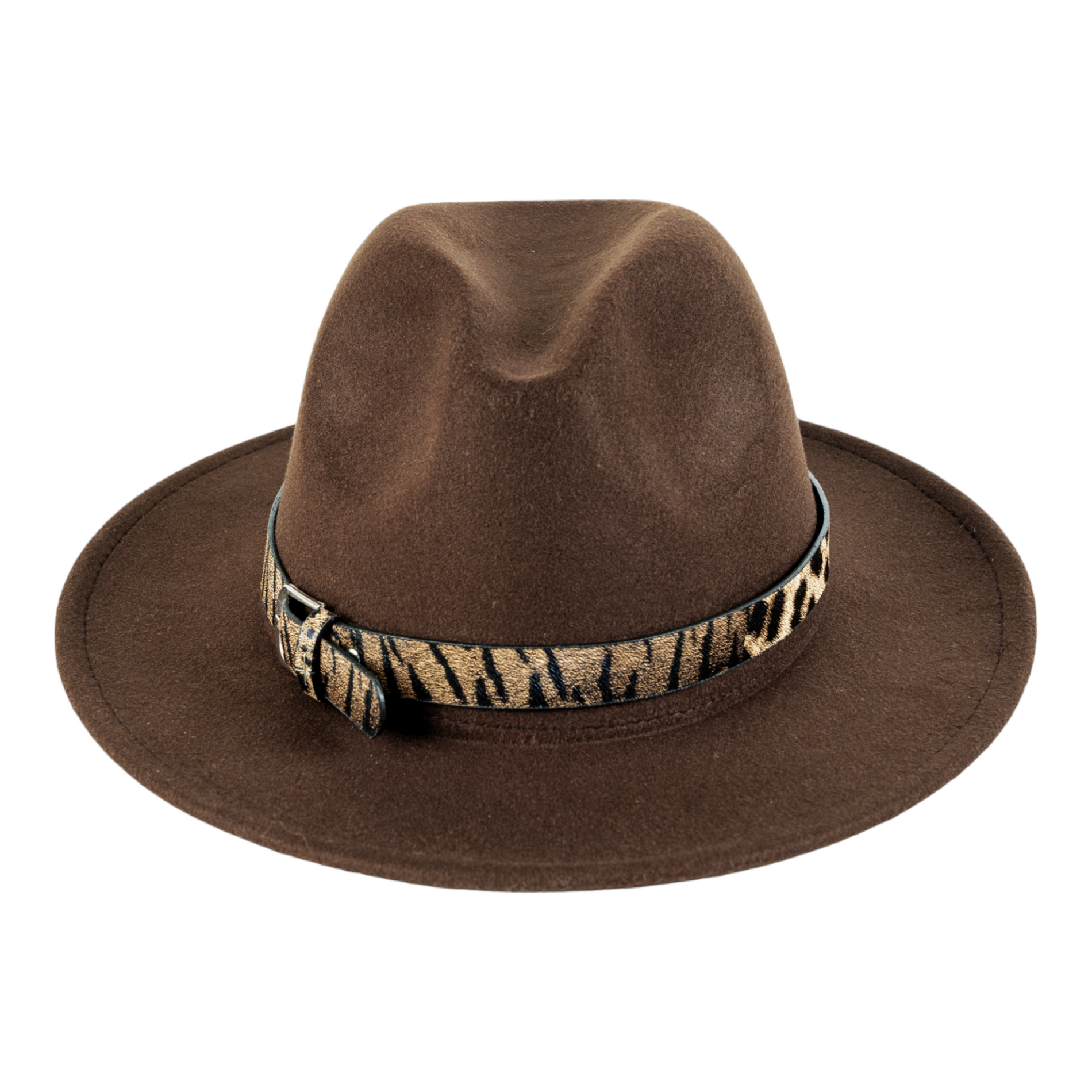 Chokore Chokore Fedora Hat with Leopard Belt (Chocolate Brown) Chokore Fedora Hat with Leopard Belt (Chocolate Brown) 